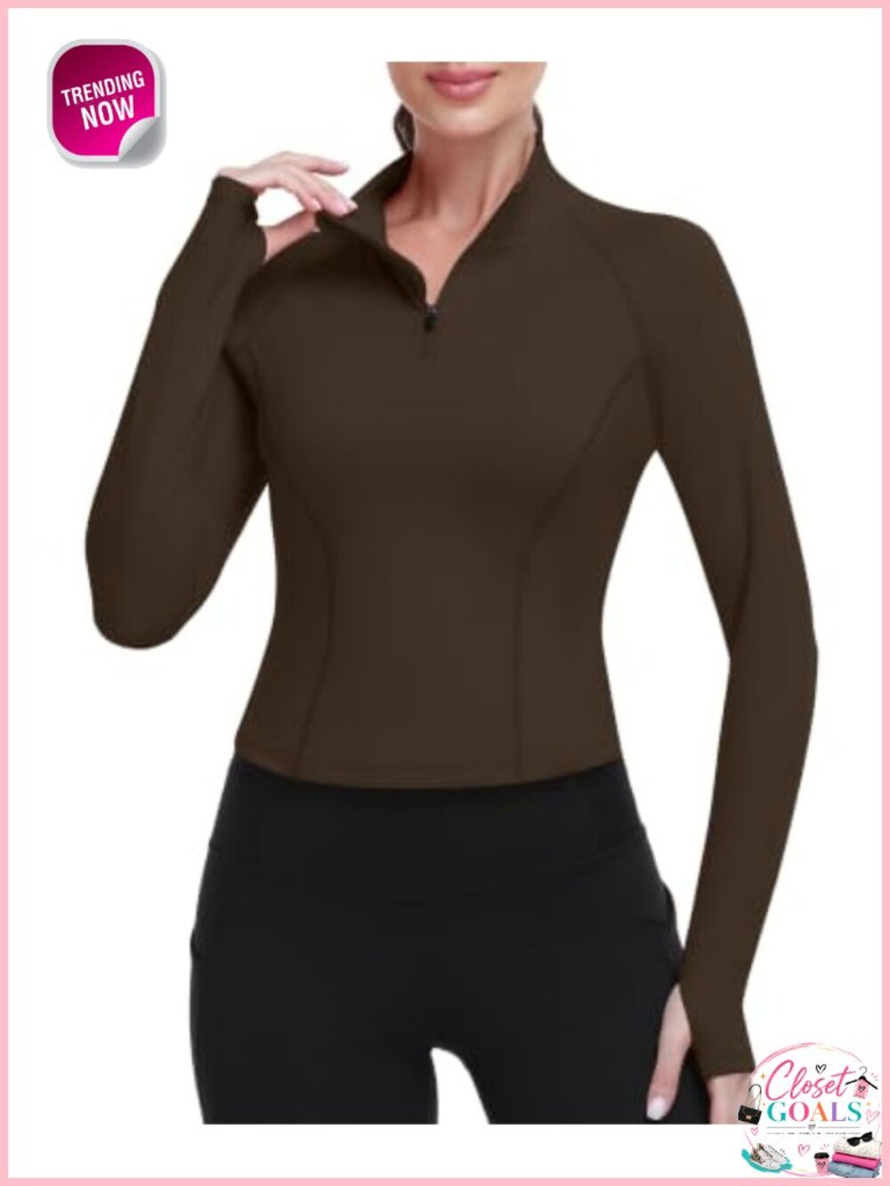 Women's Cropped Workout 1/4 Zip Pullover Slim Fit Quick Dry Athletic Top Thumb